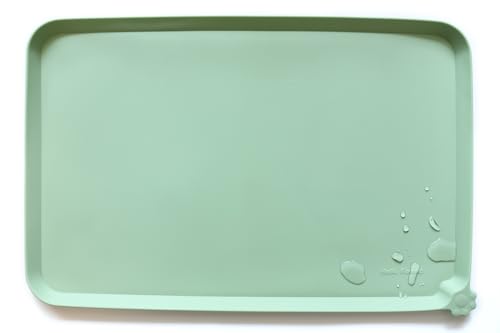 Hoki Found XX-Large Silicone Pet Food Mats Tray - Non Slip Pet Bowl Mats Placemat - Dog Cat Feeding Mat - Waterproof Dog Cat Food Mats -Pet Water Mats for Carpet - Jade