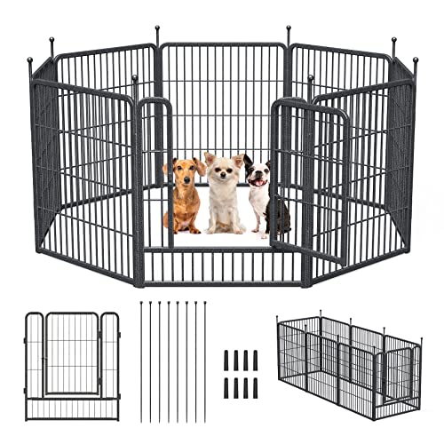 Musen Dog Playpen Outdoor, 8 Panels Dog Pen 32" Height Dog Fence Exercise Pen with Doors for Large/Medium/Small Dogs, Portable Pet Playpen for Yard, RV, Camping, Hammer Paint Finish