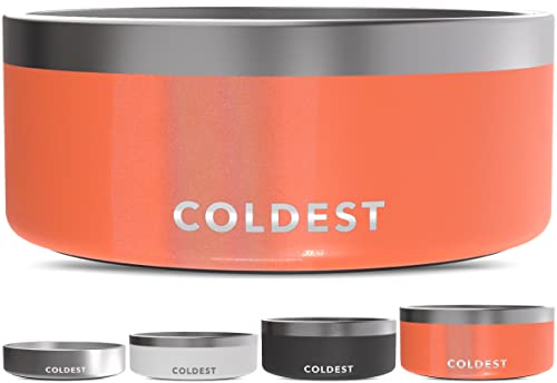 Coldest Dog Bowl - Anti Rust Metal, Non Slip, 3 Layers Insulated Stainless Steel Dog Bowls - Spill Proof & Heavy Duty - Water Bowl for Dogs, Cats & Pets, Dish Washer Safe (100 oz, Candy Red Glitter)