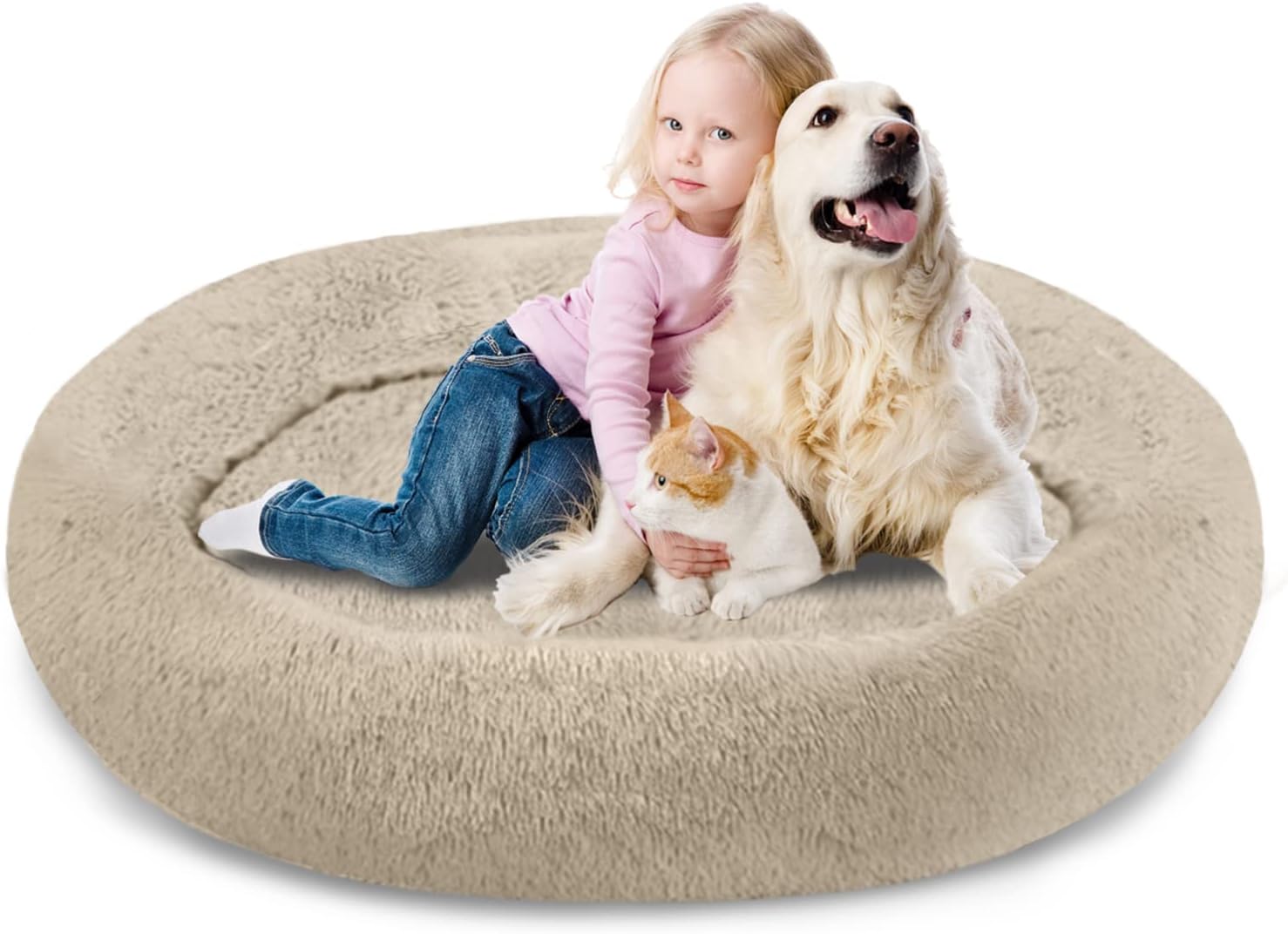 SAVFOX Plush Calming Donut Bed