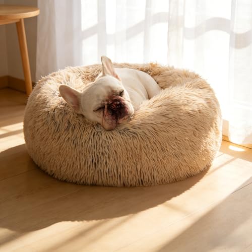 SAVFOX Plush Calming Donut Dog Bed