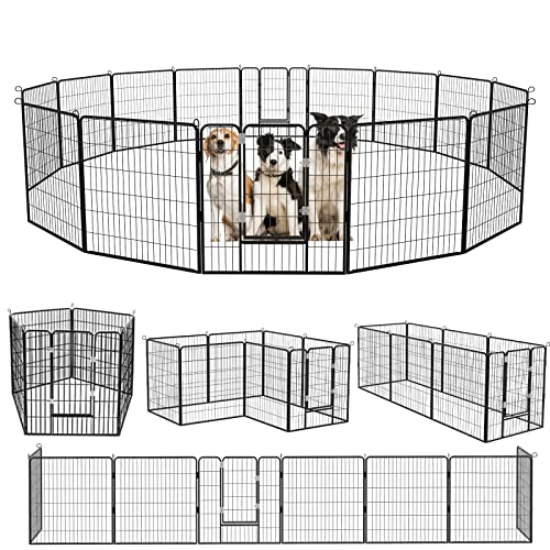 Tavata Heavy Duty Metal Dog Playpen Dog Fence for Outdoor, 8/16 Panels 24"/32"/40" Height Rustproof Dog Fence with Doors, Pet Fence for Large/Medium/Small Dogs, Pet Playpen for Yard,Camping