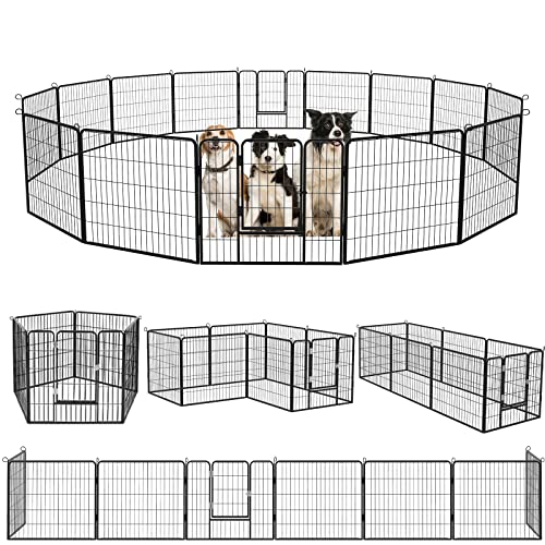 Tavata Heavy Duty Metal Dog Playpen Dog Fence for Outdoor, 8/16 Panels 24"/32"/40" Height Rustproof Dog Fence with Doors, Pet Fence for Large/Medium/Small Dogs, Pet Playpen for Yard,Camping