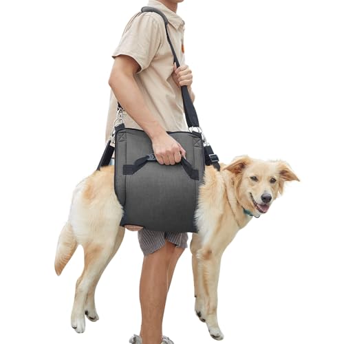 COODEO Dog Carry Sling, Emergency Backpack Pet Legs Support & Rehabilitation Dog Lift Harness for Nail Trimming, Dog Carrier for Senior Dogs Joint Injuries, Arthritis, Up and Down Stairs(2XL, Black)