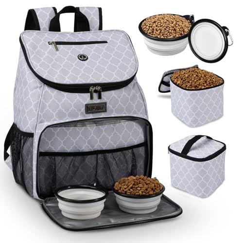 BAGLHERDog Travel Bag, Airline Approved Pet Supplies Backpack, Dog Travel Backpack with 2 Silicone Collapsible Bowls and 2 Food Baskets