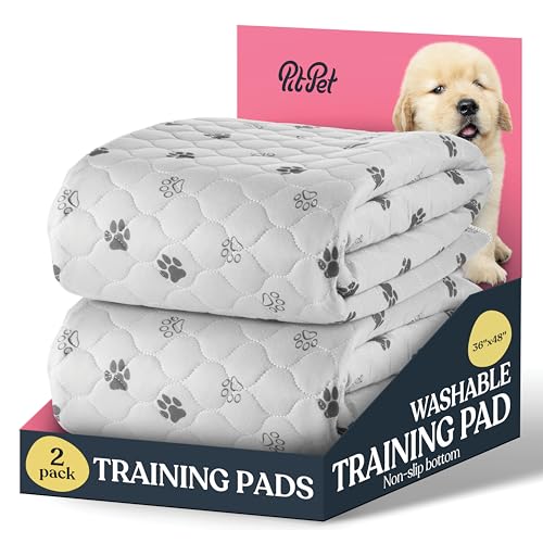 Super Absorbent Washable Pee Pads for Dogs - 2-Pack Superior Reusable Puppy Pads Pet Training Pads 100% Waterproof Dog Pee Pad Protects Against Urine Leakage Non-Slip Grip Prevents Slipping& Bunching