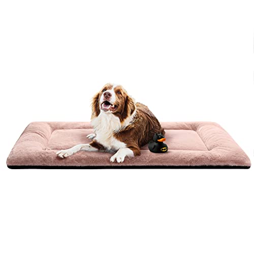 Dog Beds Crate Pad for Extra Large Dogs Ultra Soft Dog Crate Bed Washable & Anti-Slip Kennel Pad for Dogs Cozy Sleeping Mat,Pink 48inch