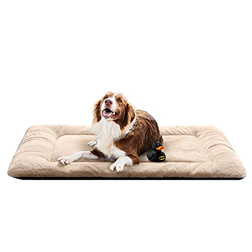 Dog Beds Crate Pad for Extra Large Dogs Ultra Soft Dog Crate Bed Washable & Anti-Slip Kennel Pad for Dogs Cozy Sleeping Mat,Cream 48inch