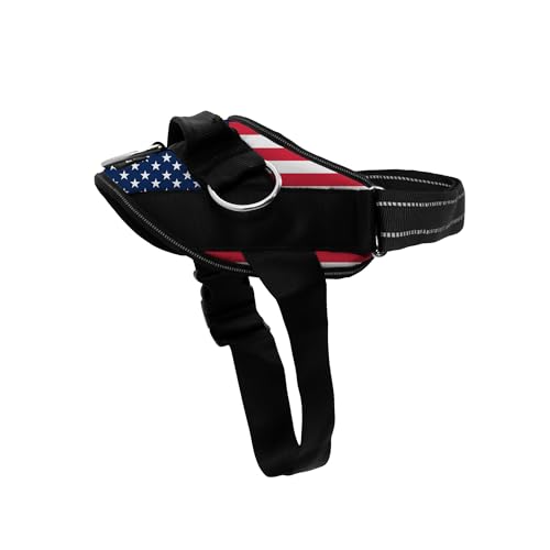 ShawnCo Essential Dog Harness, No-Pull Pet Vest with 3 Leash Clips, No Choke, Reflective, Adjustable and Padded, for Easy Walking and Training for Small, Medium and Large Dogs (Stars and Stripes, M)