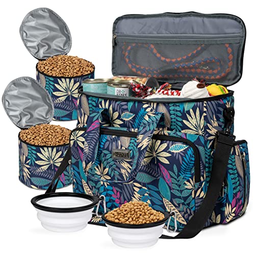 BAGLHER Dog Travel Bag, Pet Travel Bag (ALL Pet Travel Supplies), With 2 Pet Food Containers and 2 Collapsible Silicone Bowls; Essential Kits for Pet Travel Hawaii