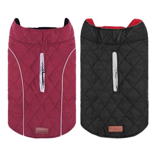 ThinkPet Dog Cold Weather Coats - Cozy Waterproof Windproof Reversible Winter Dog Jacket, Thick Padded Warm Coat Reflective Vest Clothes for Puppy Small Medium Large Dogs