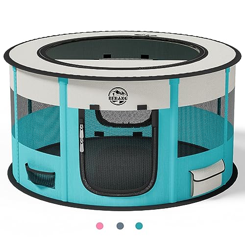 Dog Playpen Puppy Play Pen Indoors Pet Crate Small Dog Cage Portable Foldable Cat Kennel for Kitten Hamster Rabbit Bunny Guinea Pig with Collapsible Food Bowl Carrying Case