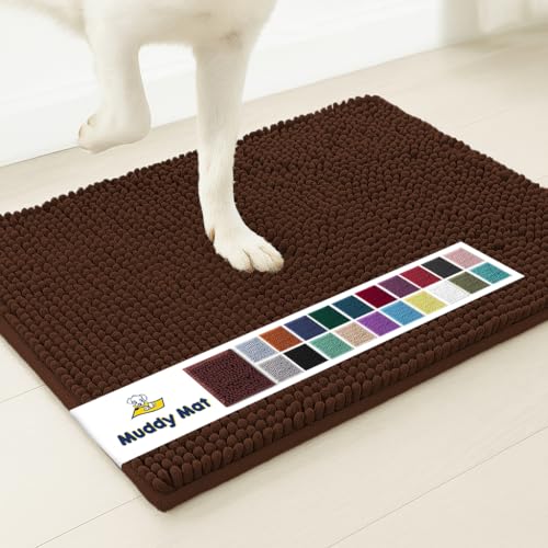 Muddy Mat Shown on TV  Super Absorbent Microfiber Dog Door Mat for Muddy Paws, Non-Slip Washable Pet Rug, Quick Dry Chenille Entryway Carpet, Machine Washable Indoor Outdoor mat, Brown 35"x24"
