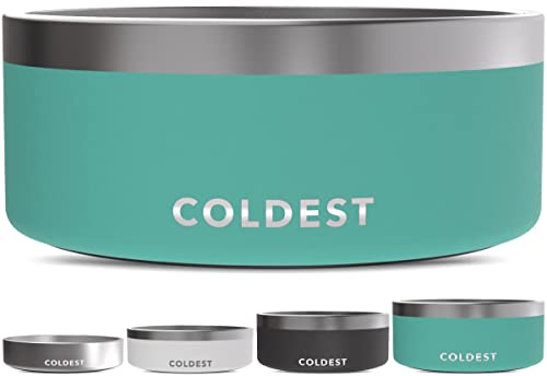 Coldest Dog Bowl - Anti Rust Metal, Non Slip, 3 Layers Insulated Stainless Steel Dog Bowls - Spill Proof & Heavy Duty - Water Bowl for Dogs, Cats & Pets, Dish Washer Safe (100 oz, Terraform Green)