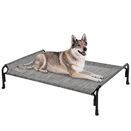 Veehoo Outdoor Elevated Dog Bed (Large, Black Silver)