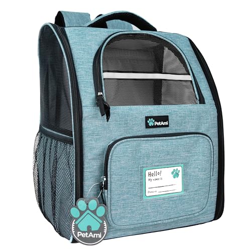 PetAmi Dog Backpack Carrier for Small Large Cat, Pet, Puppy, Ventilated Pet Hiking Backpack Travel Bag, Airline Approved Cat Backpack Carrier, Camping Biking Dog Bag Up to 18lbs Pet, Teal Turquoise