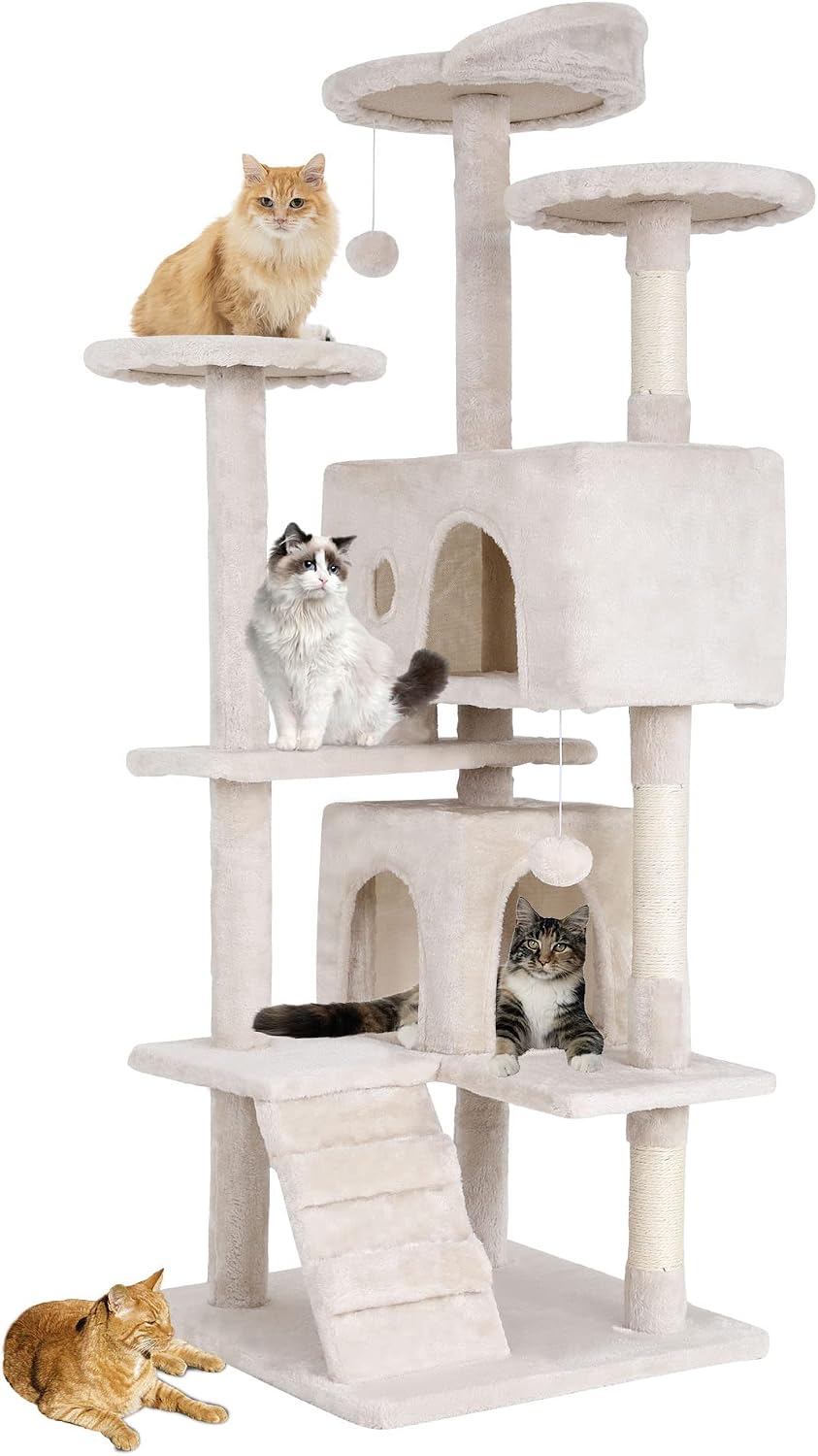BestPet 54" Cat Tree Tower (Beige)