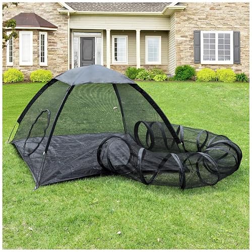 Rest-Eazzzy Outdoor Cat Enclosures, Portable Cat Tent for Outside Cat Enclosure for Indoor Cats, Foldable Cat Playpen for Kitty and Small Animals, Dog playpen with Tunnel, Storage Bag