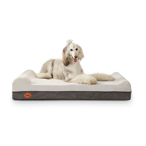 Laifug Orthopedic Memory Foam Dog Bed Extra Large Dog Bed with Pillow and Durable Water Proof Liner & Removable Washable Cover & Smart Design(Dark Grey)