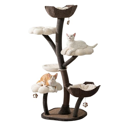 Catry Blossom 59" Flower Cat Tree with Replaceable Flower Perches and Scratching Posts, Handwoven Baskets with Washable Beds, Durable Iron Frame for Large & Multi-Cat Homes