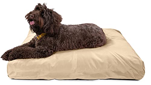 K9 Ballistics Tough Rectangle Pillow Large Dog Bed - Removable Cover, Washable, Durable & Water Resistant Dog Bed Made for Large Dogs 40"x34" Sandstone