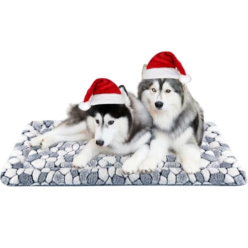 VANKEAN Stylish Dog Crate Pad Bed Mat Reversible (Warm & Cool), Soft Pet Sleeping Mat Dog Bed for Crate Suitable for Small to XX-Large Dogs and Cats, Machine Washable Crate Beds,Grey Stone Pattern
