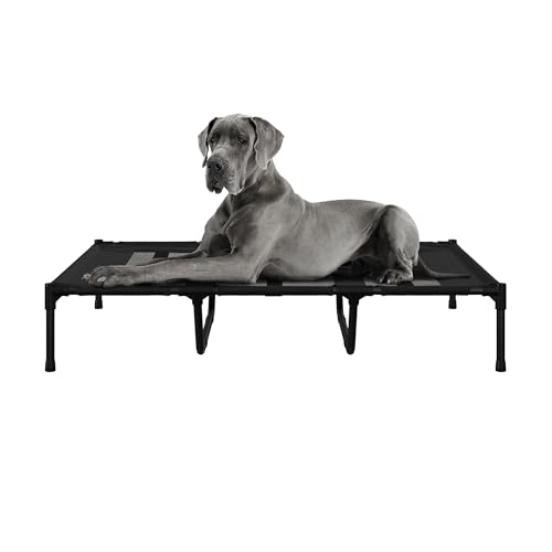 PETMAKER Elevated Dog Bed - 48x36-Inch Portable Pet Bed with Non-Slip Feet - Indoor/Outdoor Dog Cot or Puppy Bed for Pets up to 110lbs (Black)