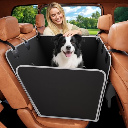 njnj Dog Car Seat Cover for Back Seat - Waterproof Dog Half Hammock for Cars,Scratchproof Pet Backseat Protector,Perdurable,Non-Slip Booster Seat for Small,Medium and Large Dogs