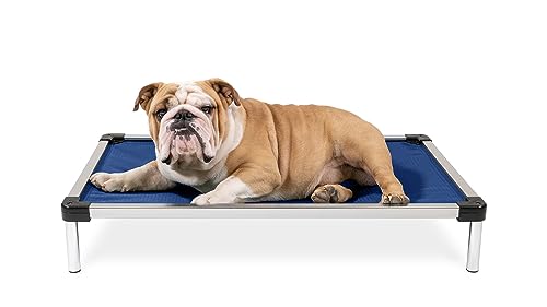 K9 Ballistics Chew Proof Elevated Cooling Outdoor Cot Bed for Small Dogs & Puppies - Virtually Indestructible, Preassembled, Withstands Aggressive Chewers - S, Ripstop Blue Quartz