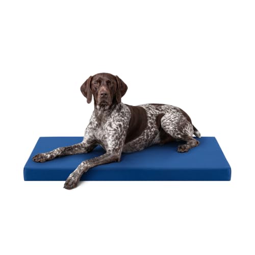 K9 Ballistics Tough Ripstop Orthopedic Crate Bed - Durable Kennel Pad with Washable Cover for Large Dogs, 41 x 27 fits 42 Wire Crate, Blue Quartz