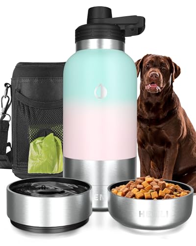 32 oz. Portable Dog Water Bottle and Bowl - Dog Travel Accessories Kit for Walking and Hiking