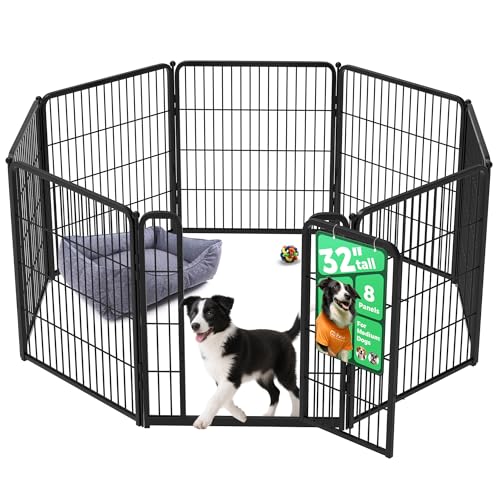 FXW Homeplus Unleashed Indoor Dog Playpen - Stress-Free and Safe Play, Heavy Duty 32 Inch 8 Panels Dog Pen for Small and Medium Dogs, BlackPatented