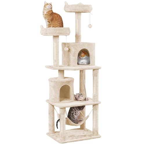 Yaheetech Cat Tower, 70.5in Cat Tree for Indoor Cats, Multi-Level Climbing Tree w/Condo & Plush Perches, Large Cat Play House Scratching Post for Kitten Beige