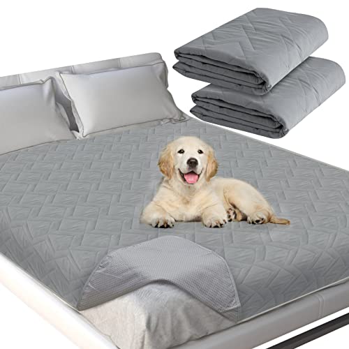 Waterproof Blanket 2 Pack Dog Bed Cover with Non-Skid Bottom, Couch Cover for Dogs, Mattress Protector Furniture Protector, Bed Couch Sofa(52" X 82")
