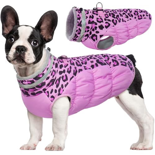 FUAMEY Pink Leopard Dog Coat