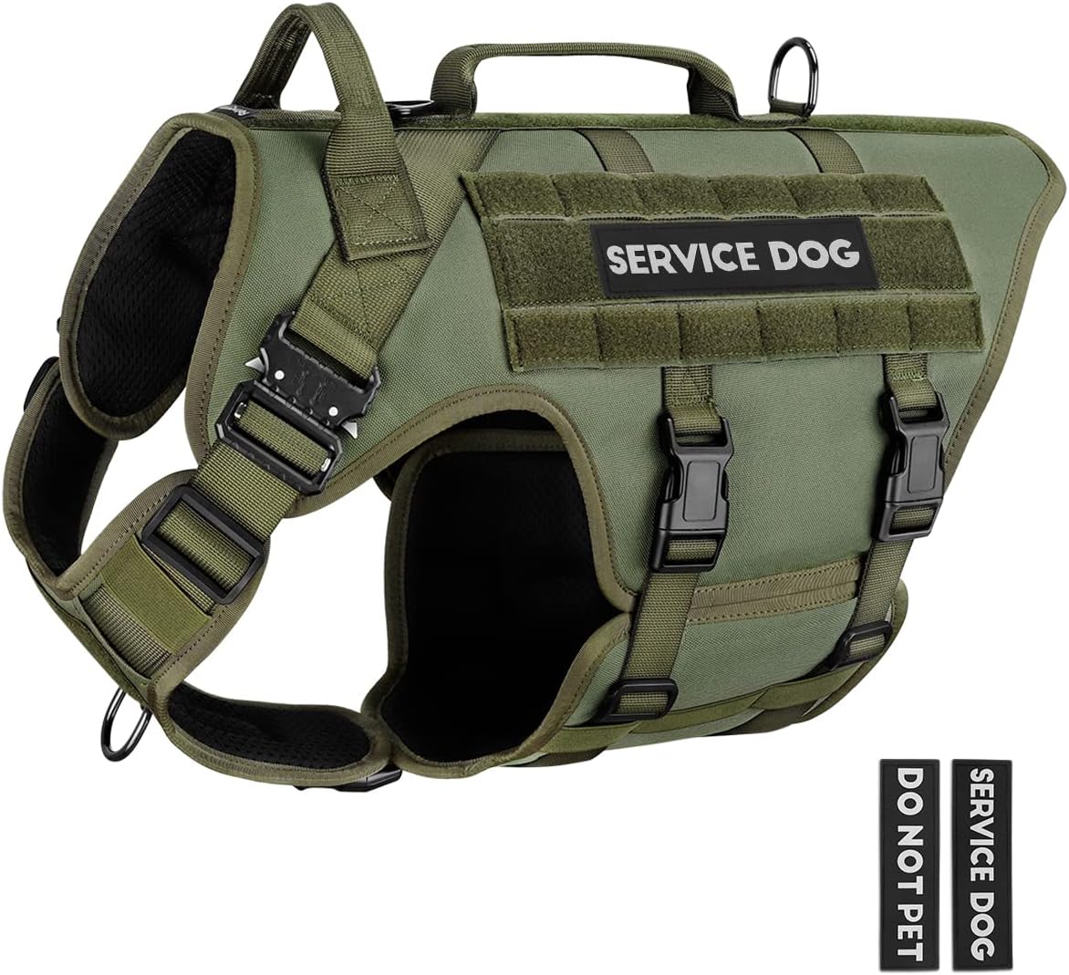 PETNANNY Tactical Dog Harness (Green, M)