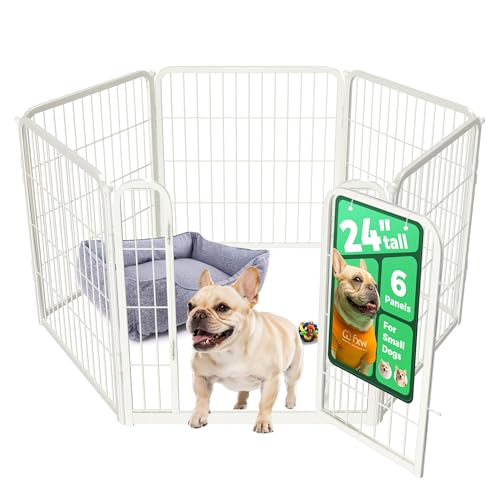 FXW Homeplus Unleashed Indoor Dog Playpen - Stress-Free and Safe Play, Heavy Duty 24 Inch 6 Panels Dog Pen for Puppy and Small Dogs, WhitePatented