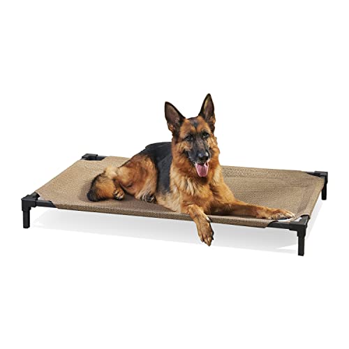 Coolaroo Pro Elevated Dog Bed - Low-Profile Access, Moisture-Resistant Cover, Breathable Fabric & Tool-Free Setup, Nutmeg, Standard