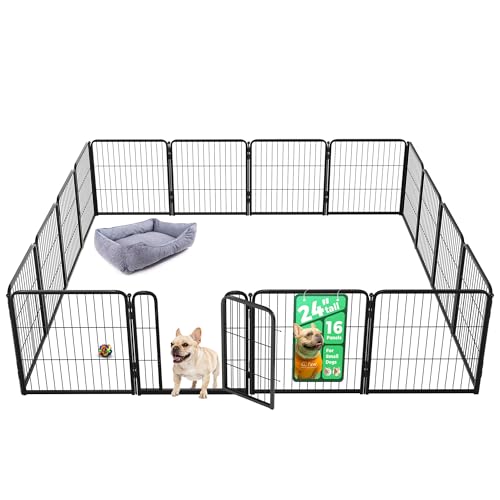 FXW Homeplus Unleashed Indoor Dog Playpen - Stress-Free and Safe Play, Heavy Duty 24 Inch 16 Panels Dog Pen for Puppy and Small Dogs, BlackPatented
