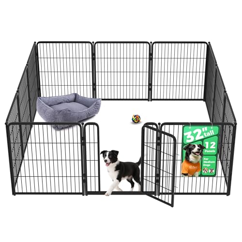 FXW Homeplus Unleashed Indoor Dog Playpen - Stress-Free and Safe Play, Heavy Duty 32 Inch 12 Panels Dog Pen for Small and Medium Dogs, BlackPatented