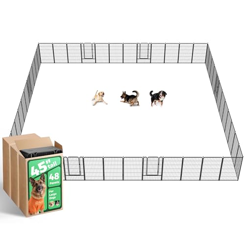 FXW Rollick Unleashed Dog Playpen for Indoor, Yard, RV Camping, 45 inch 48 Panels for Large Dogs, BlackPatented