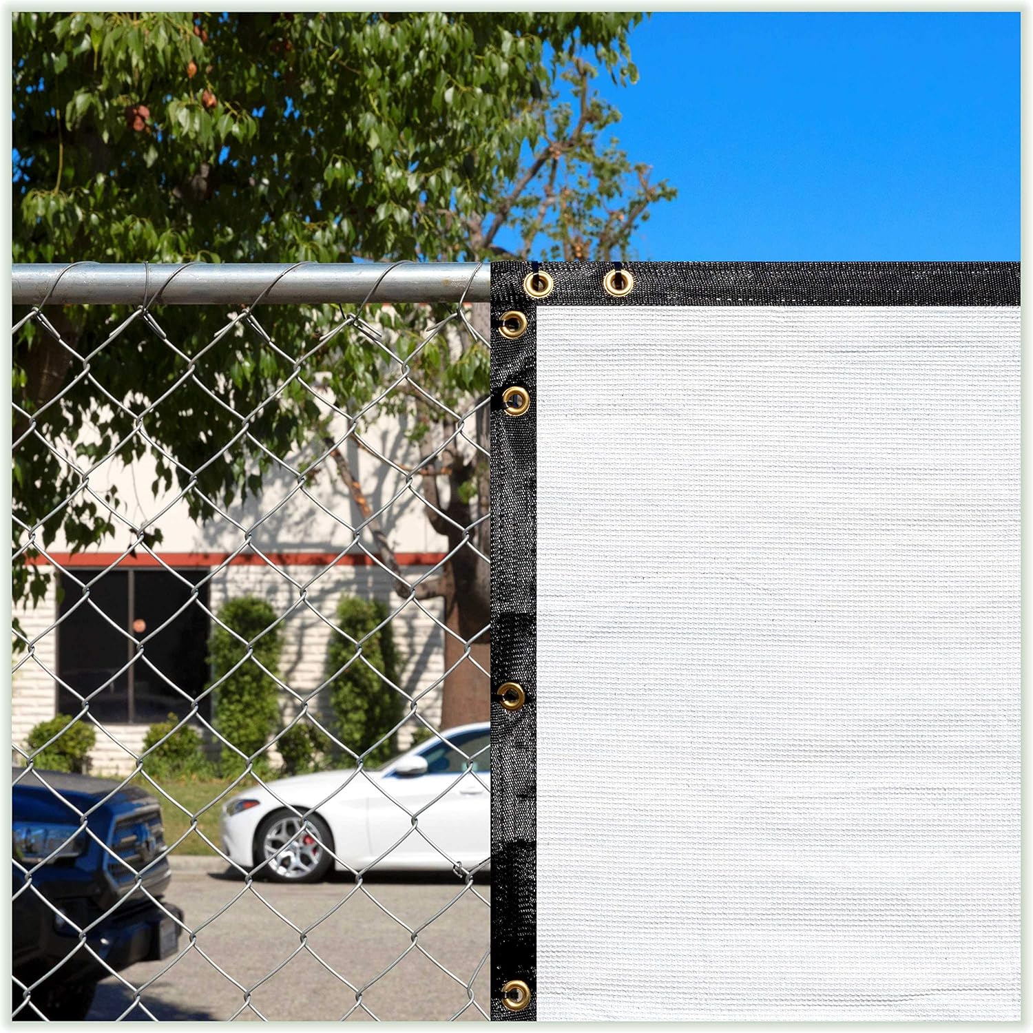 ColourTree 8' x 21' White Custom Size Shade Cloth with Grommets - 90% Sunblock, Durable Mesh Fabric Tarp for Dog Kennel Cover, Fence Privacy Screen, Greenhouse, Chicken Coop & Pet Playpen