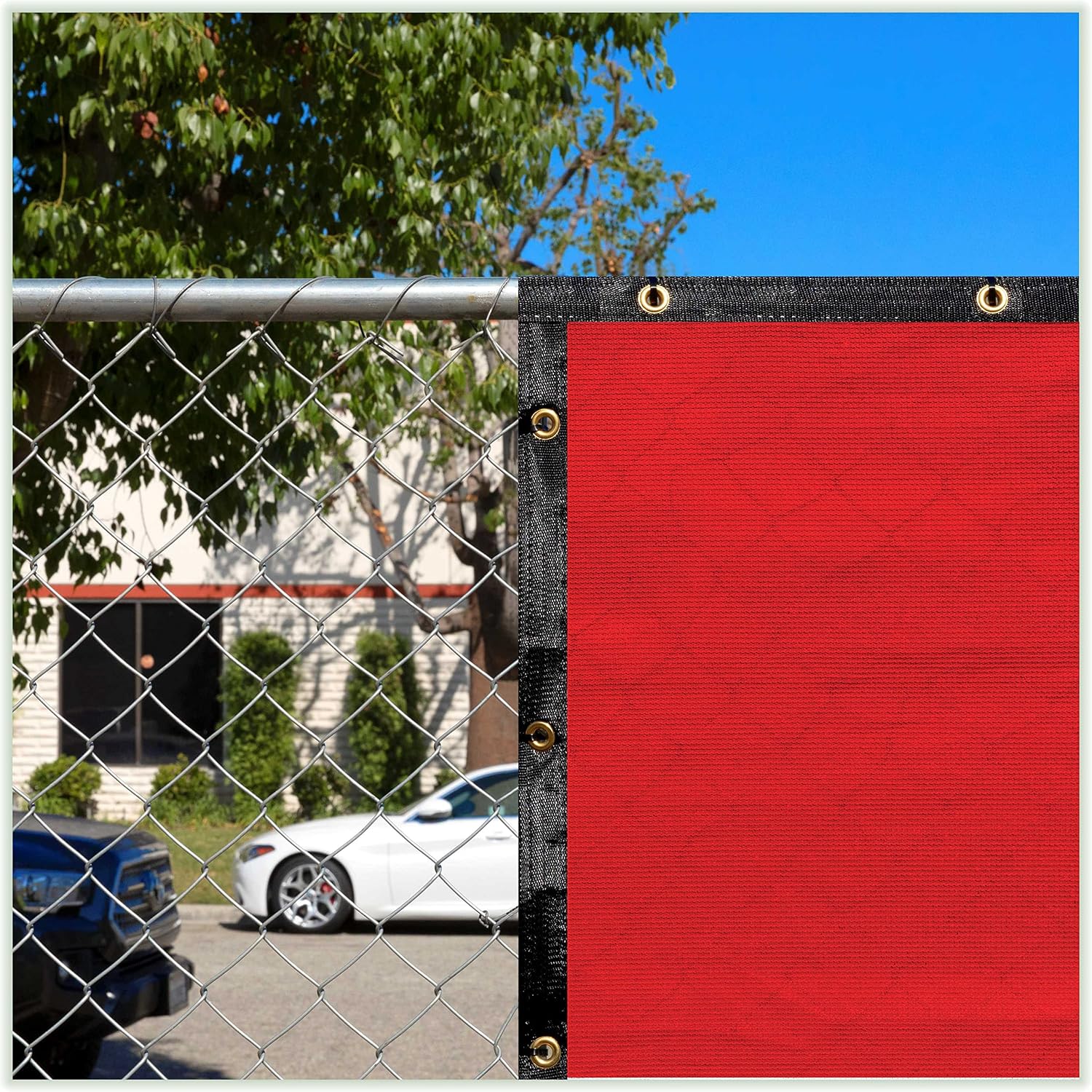 ColourTree 5' x 15' Red Custom Size Shade Cloth with Grommets - 90% Sunblock, Durable Mesh Fabric Tarp for Dog Kennel Cover, Fence Privacy Screen, Greenhouse, Chicken Coop & Pet Playpen