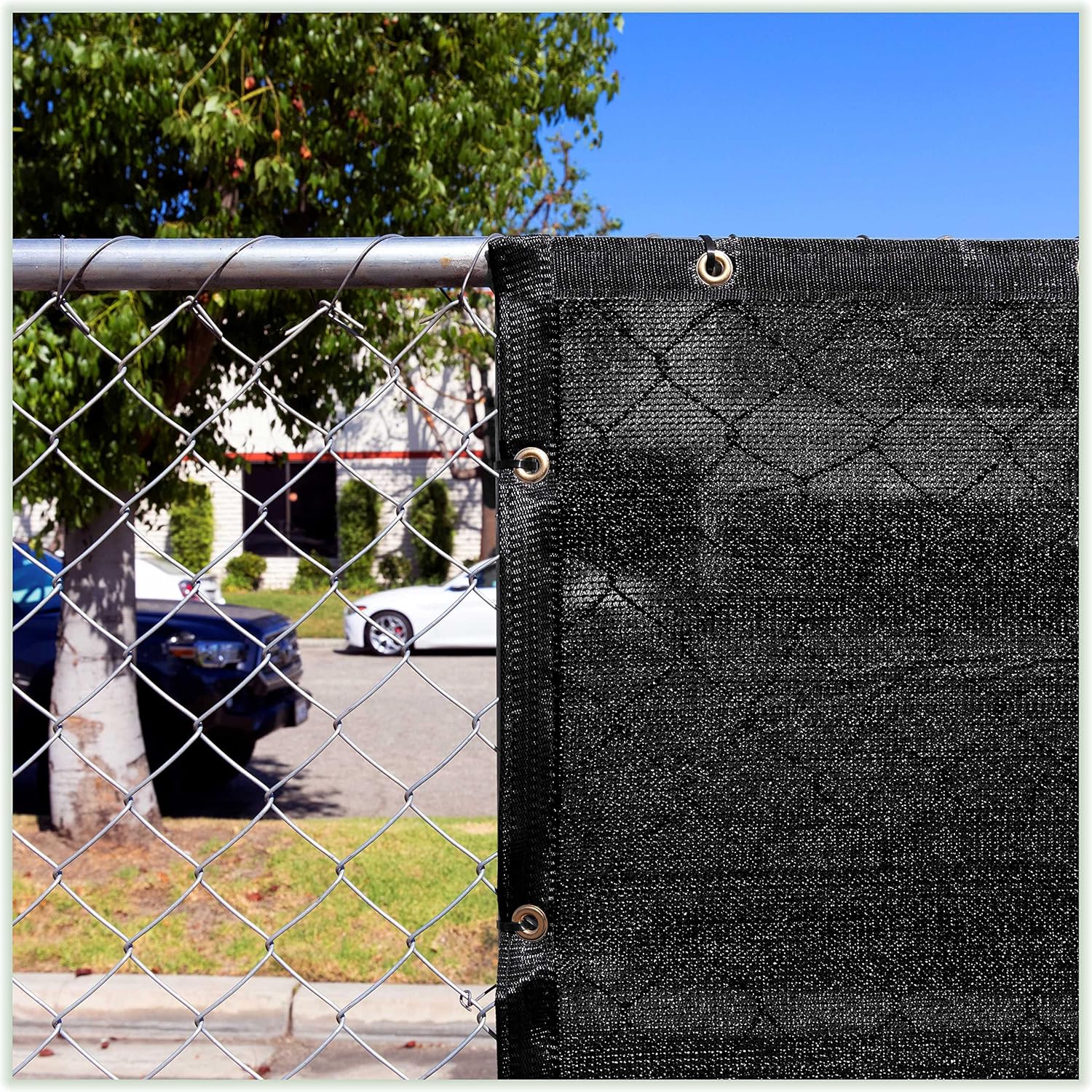 ColourTree 7' x 16' Black Custom Size Shade Cloth with Grommets - 90% Sunblock, Durable Mesh Fabric Tarp for Dog Kennel Cover, Fence Privacy Screen, Greenhouse, Chicken Coop & Pet Playpen