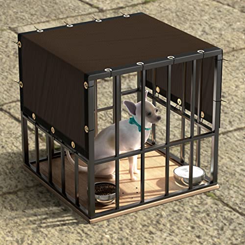 ColourTree 4' x 8' Brown Custom Size Shade Cloth with Grommets - 90% Sunblock, Durable Mesh Fabric Tarp for Dog Kennel Cover, Fence Privacy Screen, Greenhouse, Chicken Coop & Pet Playpen