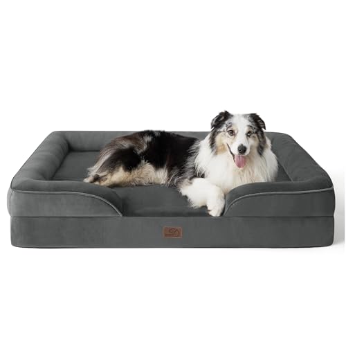 Bedsure Orthopedic Dog Bed for Extra Large Dogs - XL Washable Dog Sofa Bed Large, Supportive Foam Pet Couch Bed with Removable Washable Cover, Waterproof Lining and Nonskid Bottom, Dark Grey