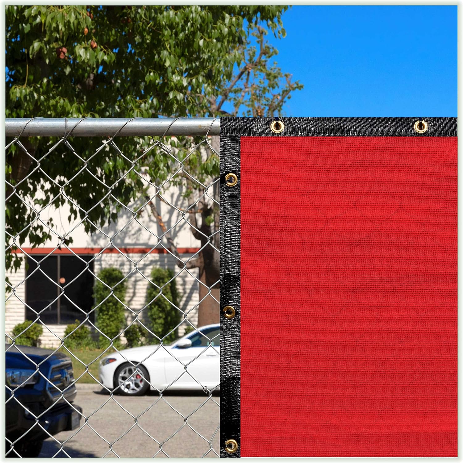 ColourTree 6' x 29' Red Custom Size Shade Cloth with Grommets - 90% Sunblock, Durable Mesh Fabric Tarp for Dog Kennel Cover, Fence Privacy Screen, Greenhouse, Chicken Coop & Pet Playpen
