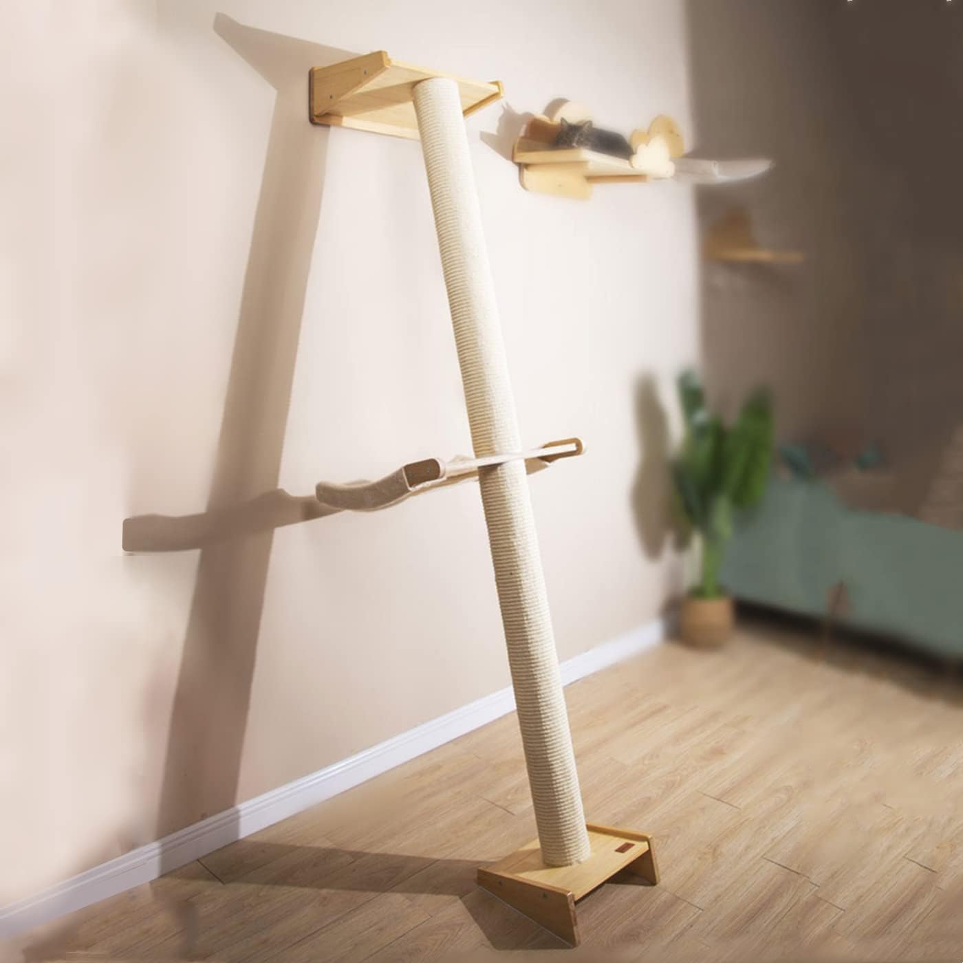 Modern 78.7 Tall Leaning Wall Sisal Cat Tree Tower