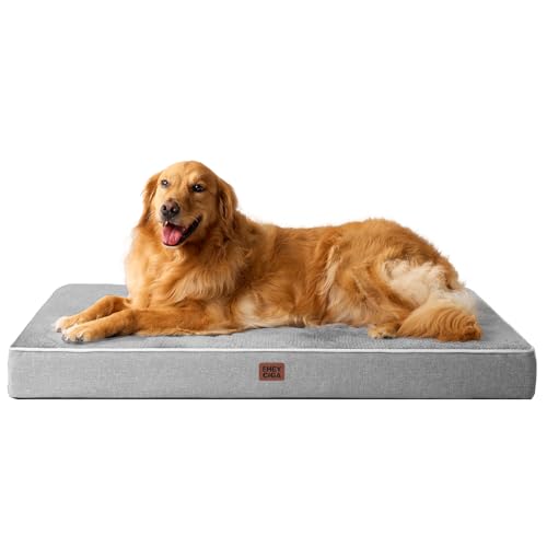 EHEYCIGA Memory Foam Dog Bed Orthopedic 41"x27",Waterproof Pet Bed for XLarged Dogs ,Washable Pet Mat with Removable Cover, Grey