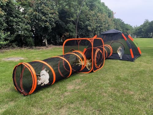 4 in 1 Pet Cat and Dog Tunnel Tent Foldable Pet Tent Outdoor Pop Up Playpen Cage Fences House (Styles 4)